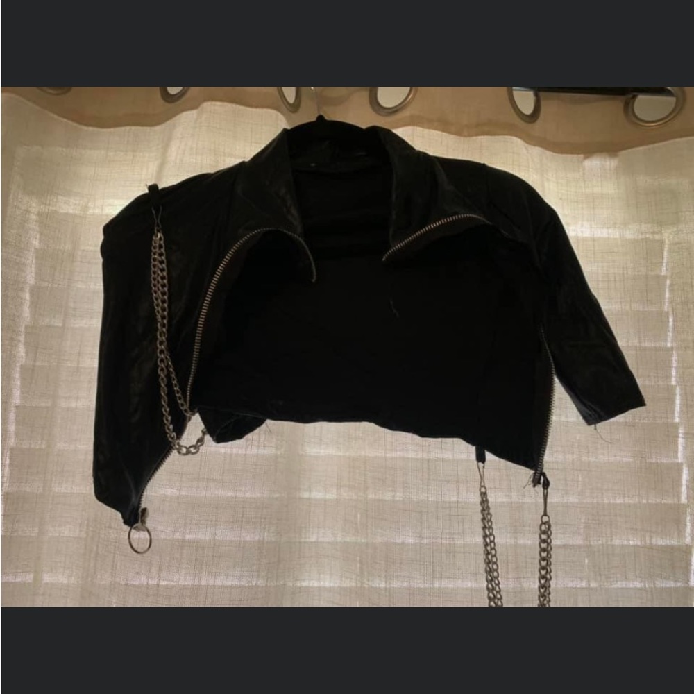 black leather jacket